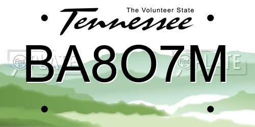BA8O7M Tennessee License Plate