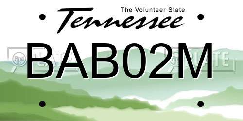 BAB02M Tennessee License Plate