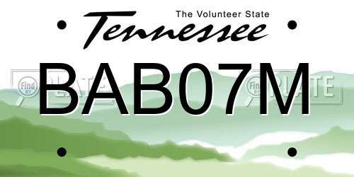 BAB07M Tennessee License Plate