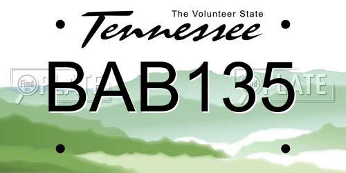 BAB135 Tennessee License Plate