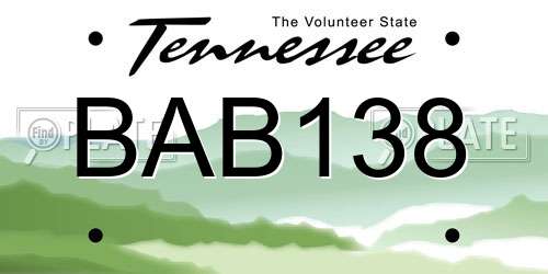 BAB138 Tennessee License Plate