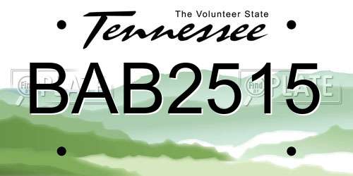 BAB2515 Tennessee License Plate