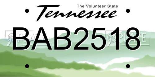 BAB2518 Tennessee License Plate