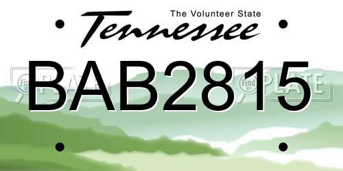 BAB2815 Tennessee License Plate