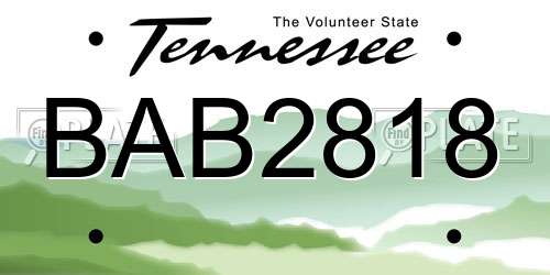 BAB2818 Tennessee License Plate
