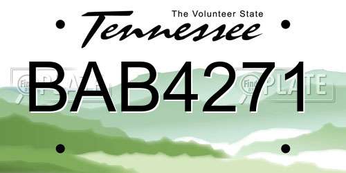 BAB4271 Tennessee License Plate