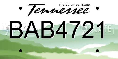 BAB4721 Tennessee License Plate