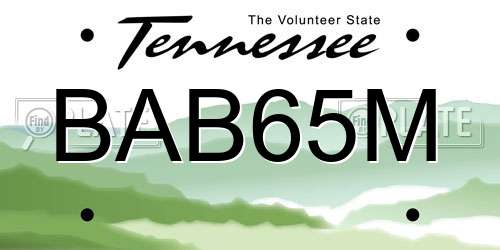 BAB65M Tennessee License Plate