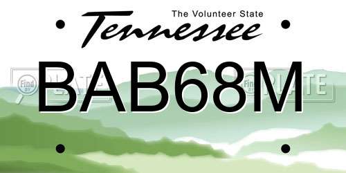BAB68M Tennessee License Plate