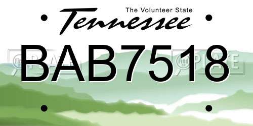 BAB7518 Tennessee License Plate