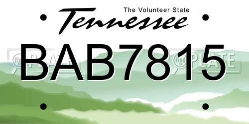 BAB7815 Tennessee License Plate