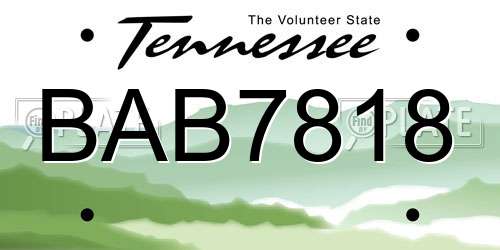 BAB7818 Tennessee License Plate