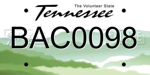 BAC0098 Tennessee License Plate