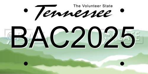 BAC2025 Tennessee License Plate