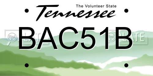 BAC51B Tennessee License Plate