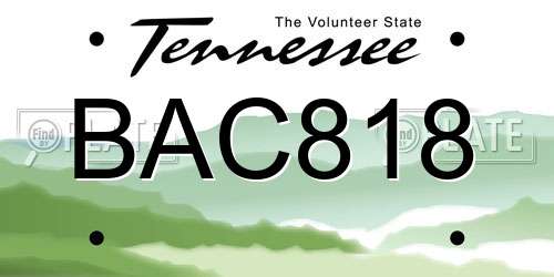BAC818 Tennessee License Plate