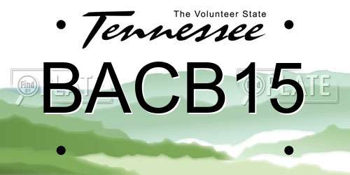 BACB15 Tennessee License Plate