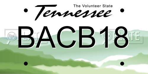 BACB18 Tennessee License Plate
