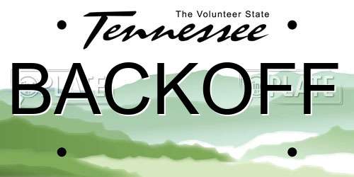 BACKOFF Tennessee License Plate