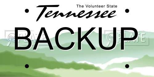 BACKUP Tennessee License Plate
