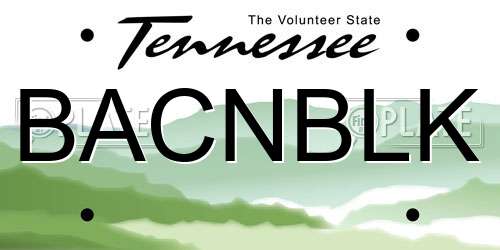 BACNBLK Tennessee License Plate
