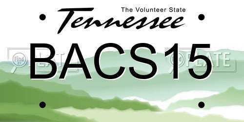 BACS15 Tennessee License Plate