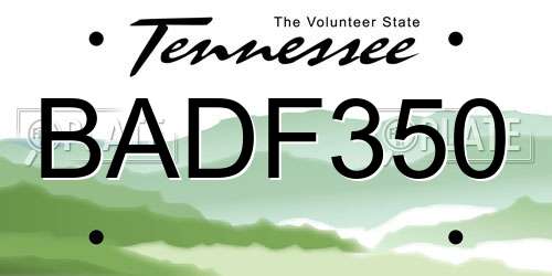 BADF350 Tennessee License Plate