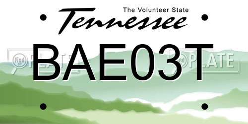 BAE03T Tennessee License Plate