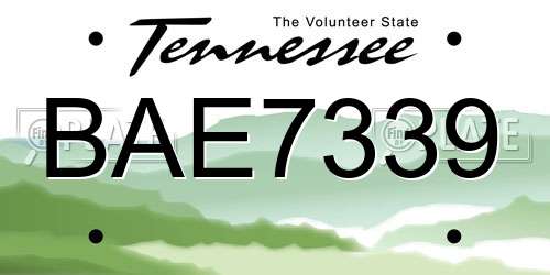 BAE7339 Tennessee License Plate
