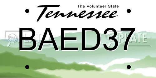 BAED37 Tennessee License Plate