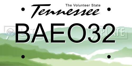 BAEO32 Tennessee License Plate