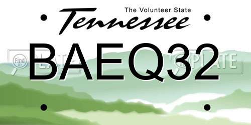 BAEQ32 Tennessee License Plate