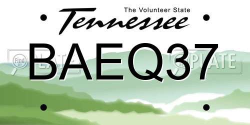 BAEQ37 Tennessee License Plate