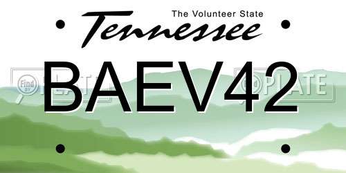 BAEV42 Tennessee License Plate