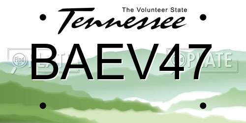BAEV47 Tennessee License Plate