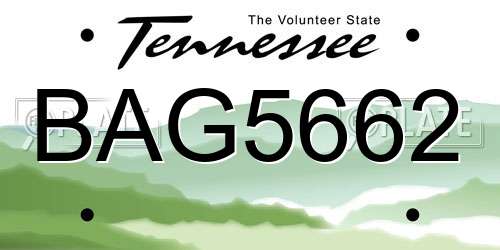 BAG5662 Tennessee License Plate