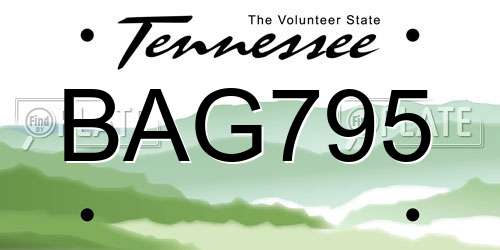 BAG795 Tennessee License Plate