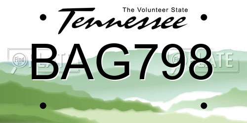 BAG798 Tennessee License Plate