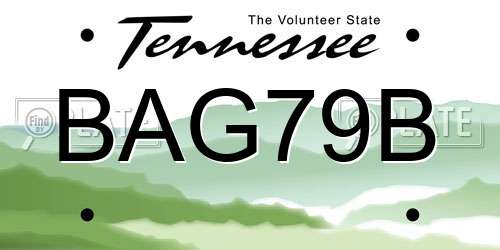 BAG79B Tennessee License Plate