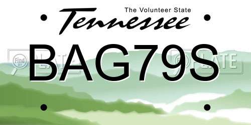 BAG79S Tennessee License Plate
