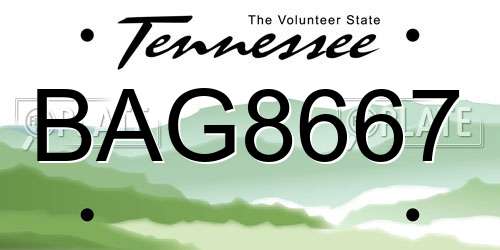 BAG8667 Tennessee License Plate