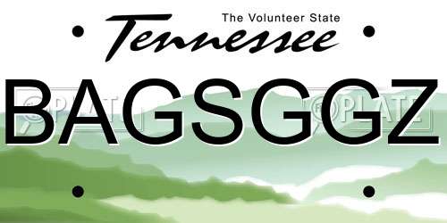 BAGSGGZ Tennessee License Plate