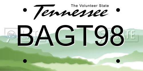 BAGT98 Tennessee License Plate