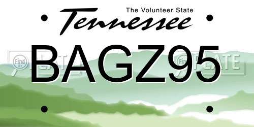 BAGZ95 Tennessee License Plate