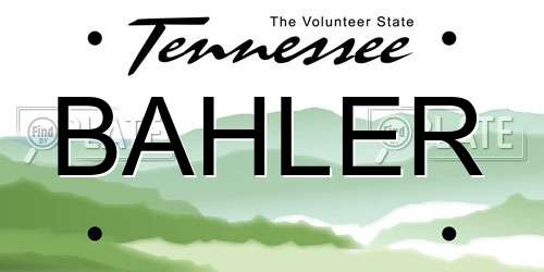 BAHLER Tennessee License Plate