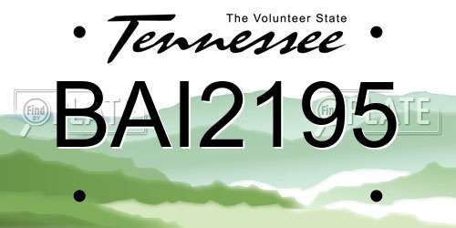 BAI2195 Tennessee License Plate
