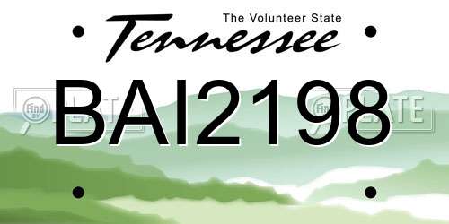 BAI2198 Tennessee License Plate