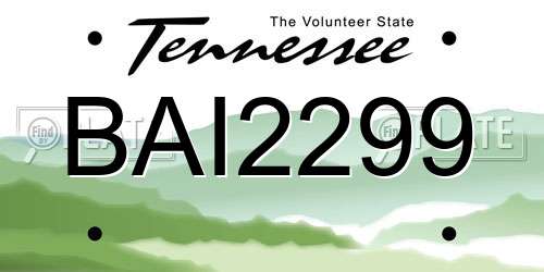 BAI2299 Tennessee License Plate