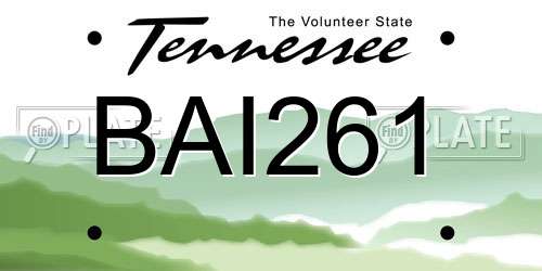 BAI261 Tennessee License Plate