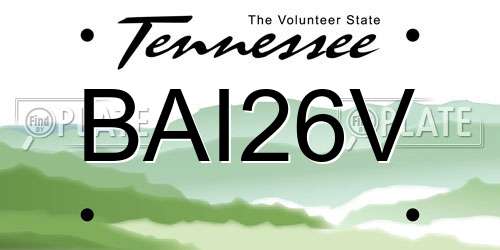 BAI26V Tennessee License Plate